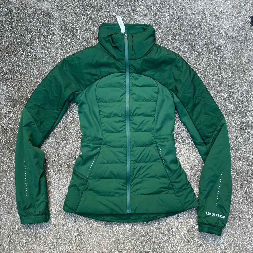 Lululemon Down For It All Jacket Forest Green Size 2 Running Puffer